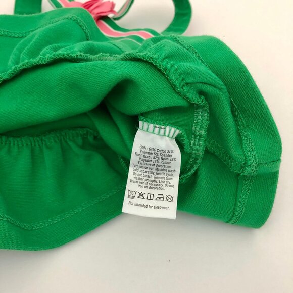 Janie and Jack Girls green halter peplum top pink flower - Picture 4 of 5